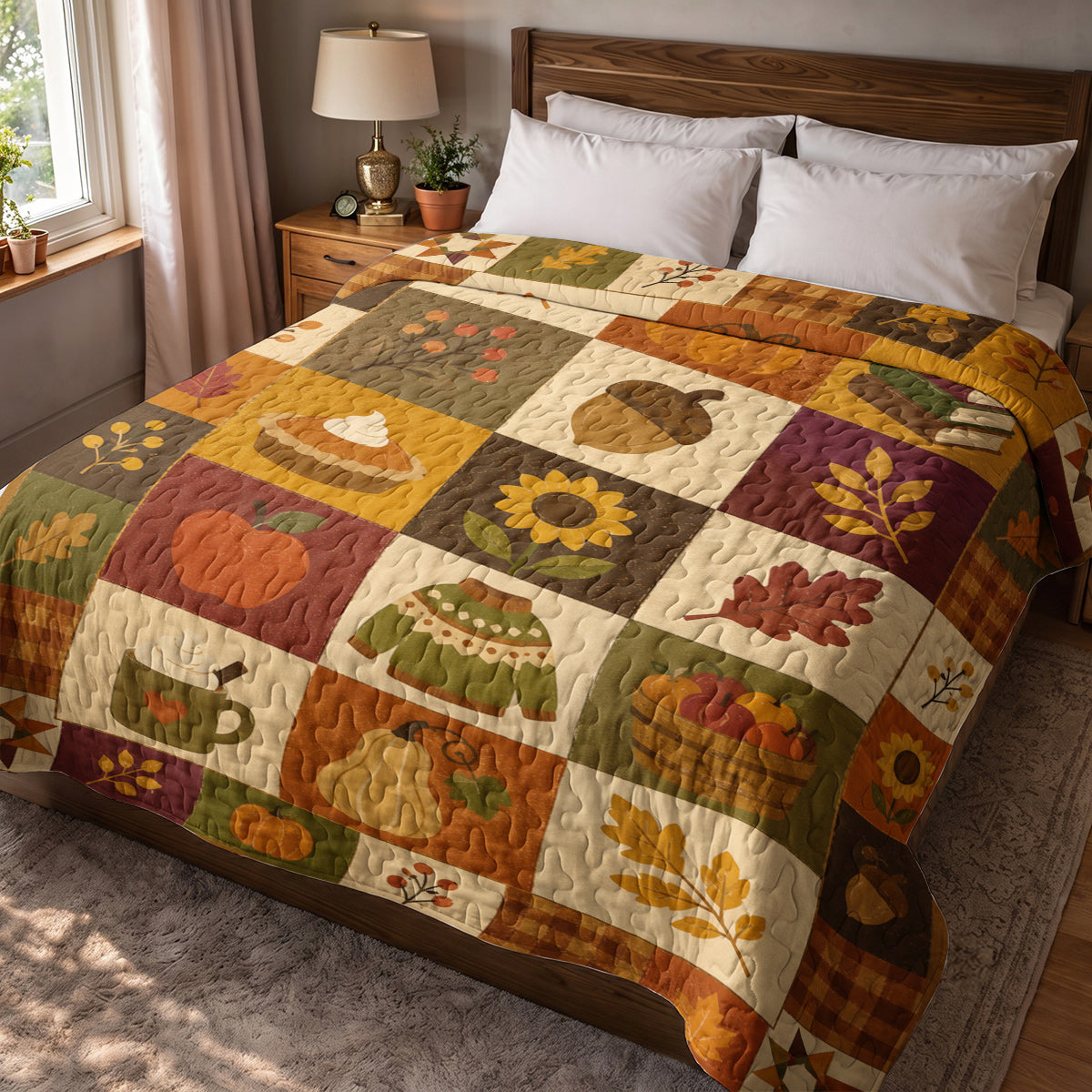 Autumn Quilted Blanket Harvest Patchwork
