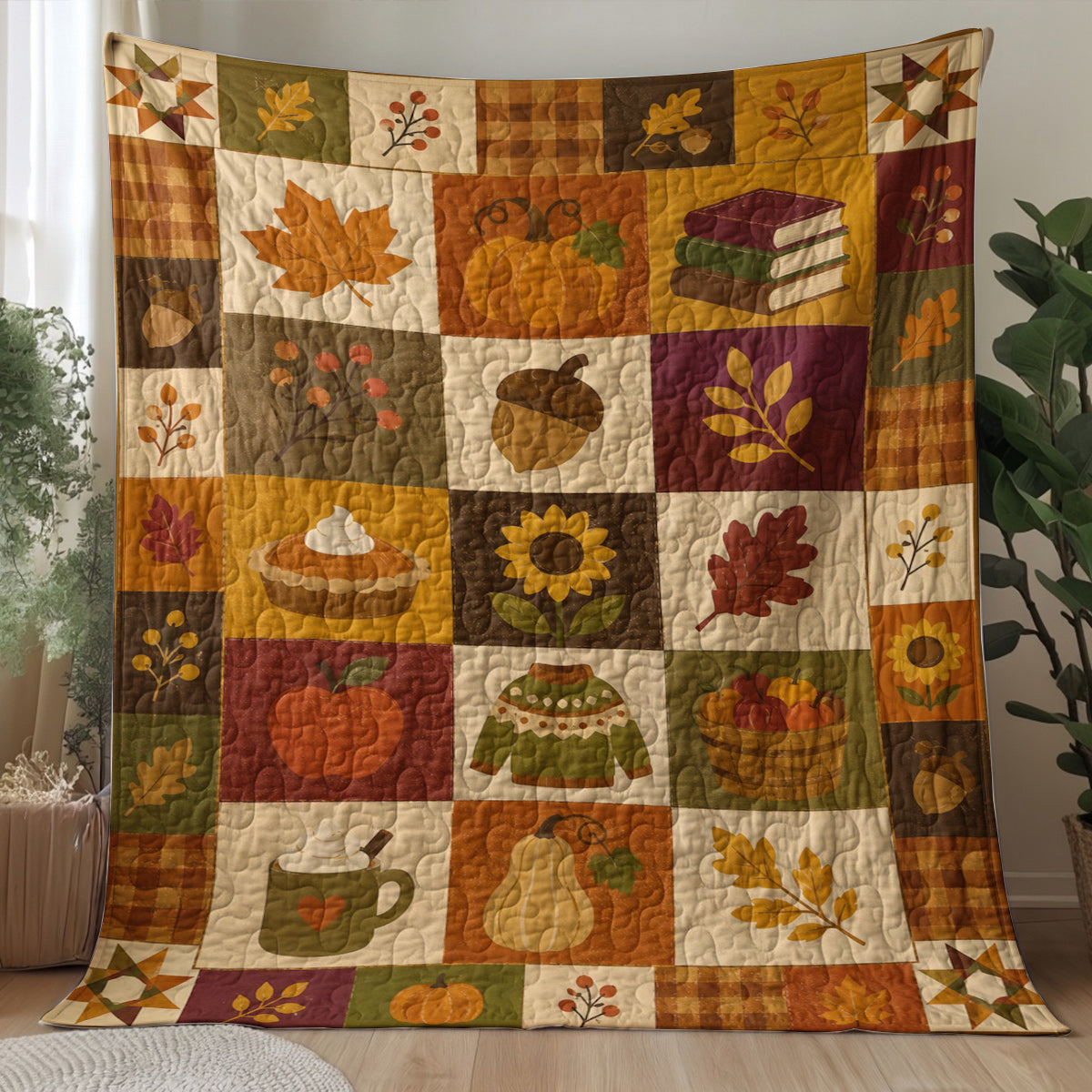 Autumn Quilted Blanket Harvest Patchwork