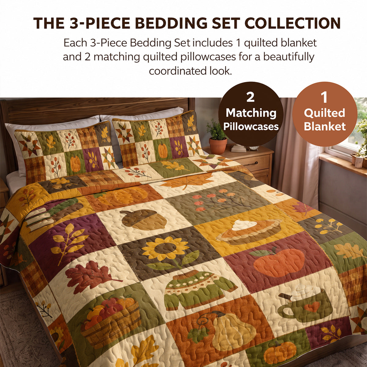 Autumn Quilted Blanket Harvest Patchwork