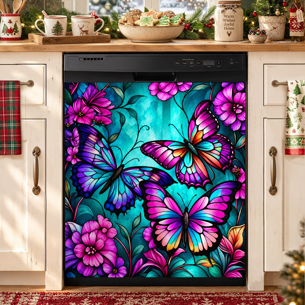 Butterfly Lovers Magnetic Dishwasher Cover Jewelwing Garden