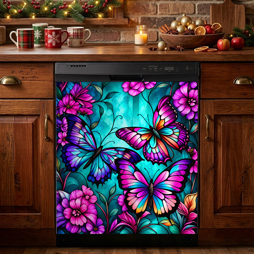 Butterfly Lovers Magnetic Dishwasher Cover Jewelwing Garden