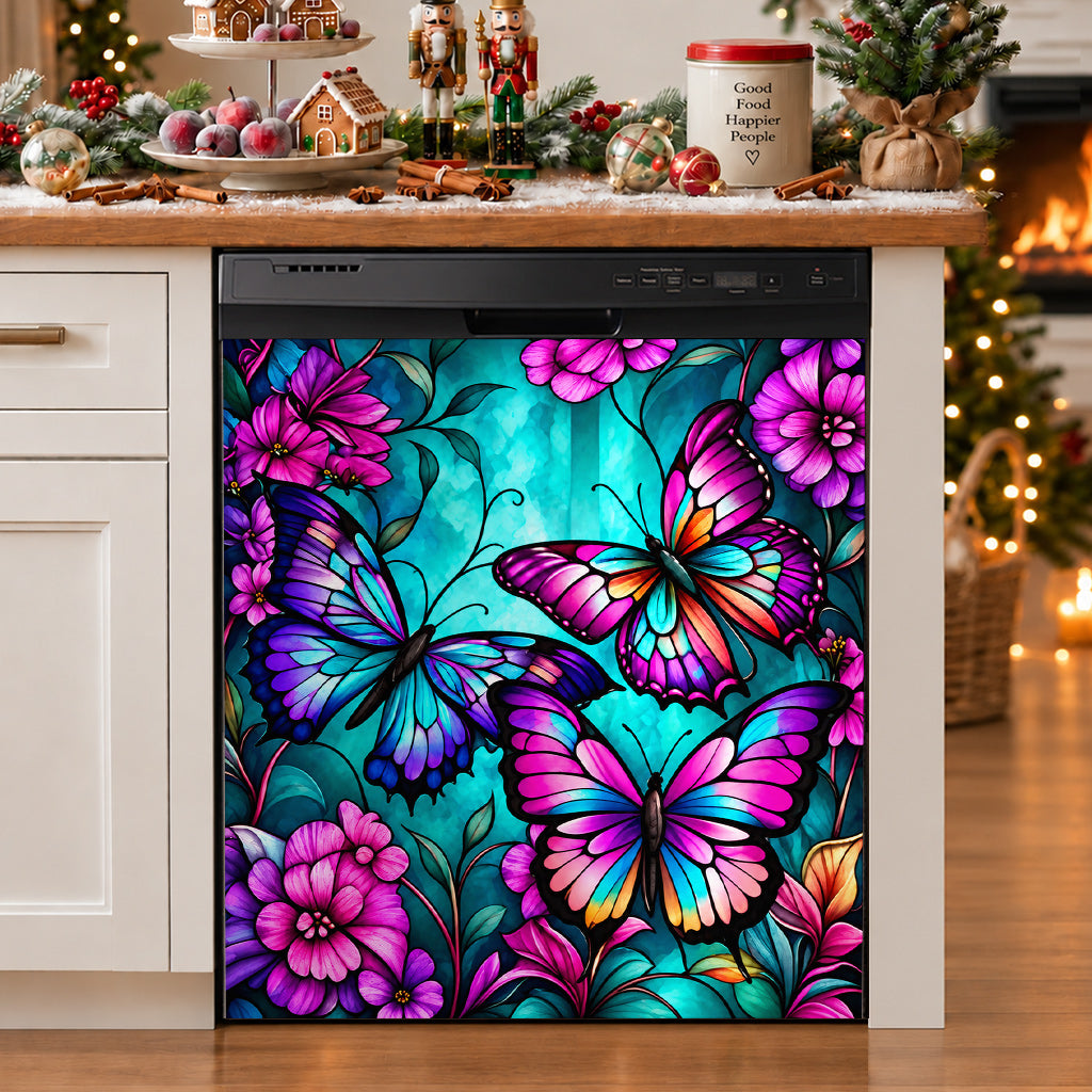 Butterfly Lovers Magnetic Dishwasher Cover Jewelwing Garden