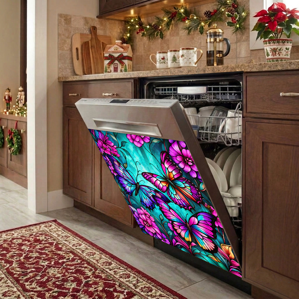 Butterfly Lovers Magnetic Dishwasher Cover Jewelwing Garden