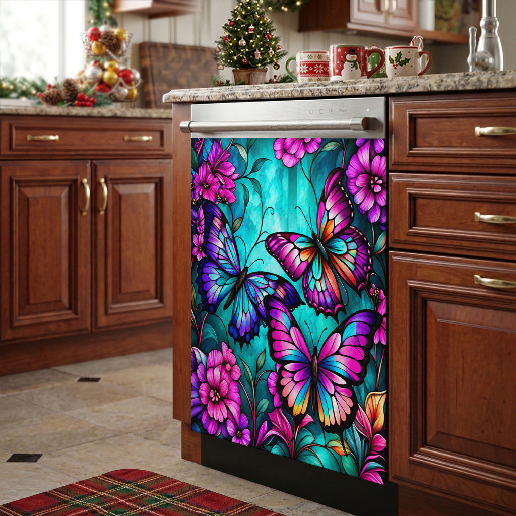 Butterfly Lovers Magnetic Dishwasher Cover Jewelwing Garden