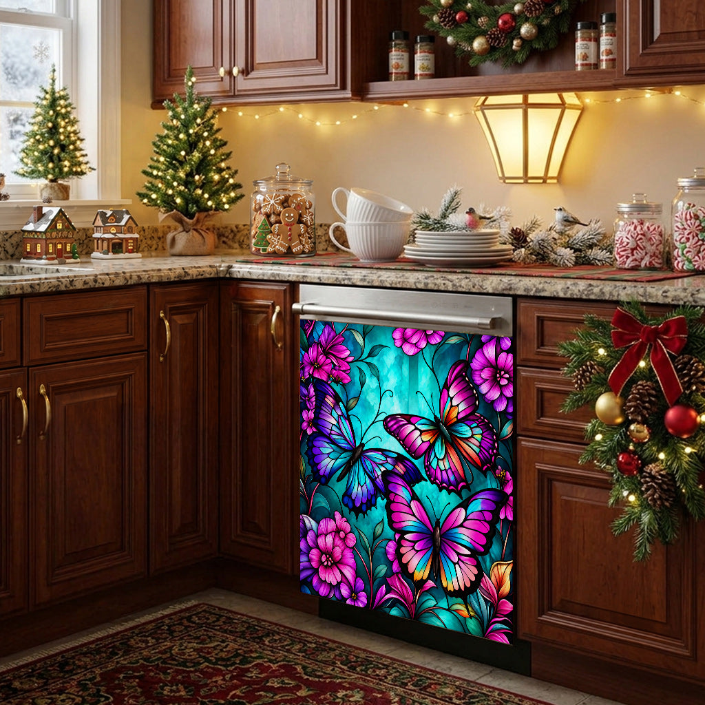 Butterfly Lovers Magnetic Dishwasher Cover Jewelwing Garden