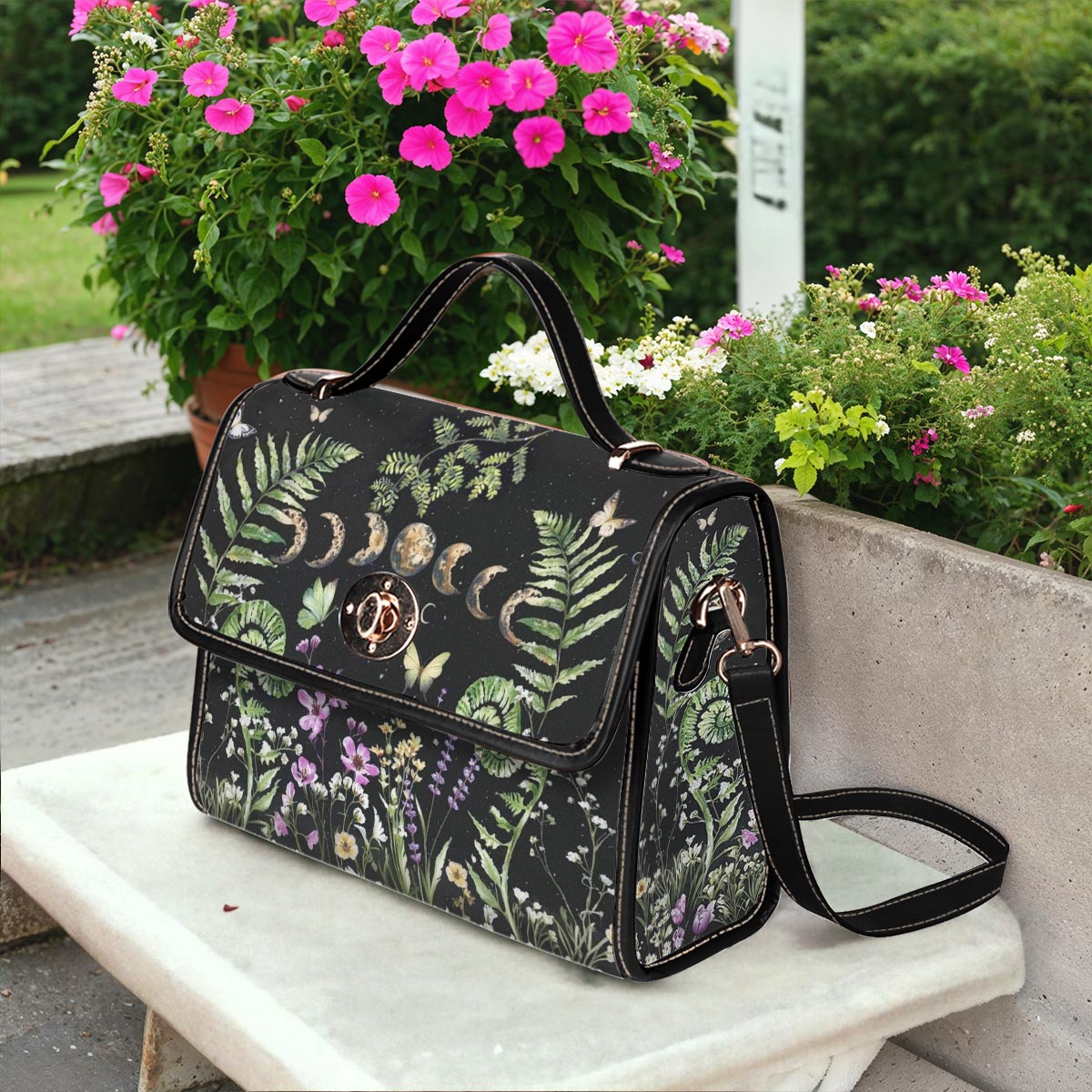 Green Witch Lovers Satchel Handbag Garden Of The Moon