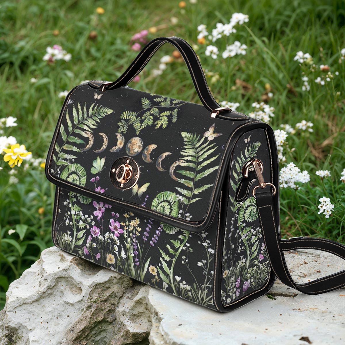 Green Witch Lovers Satchel Handbag Garden Of The Moon