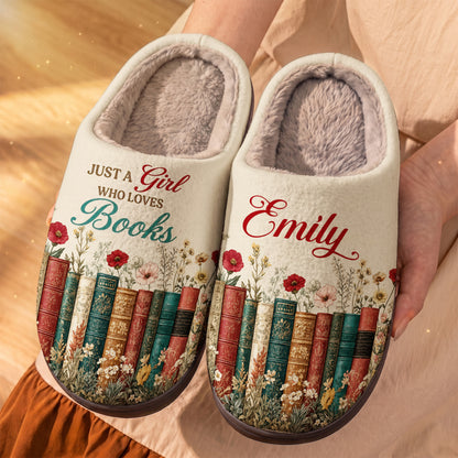 Personalized Book Lover Fleece Lined Slippers Whispers Of Wildflowers Between Timeless Pages