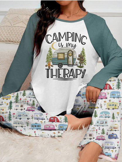 Camping Raglan Lounge Pajamas Camping Is My Therapy