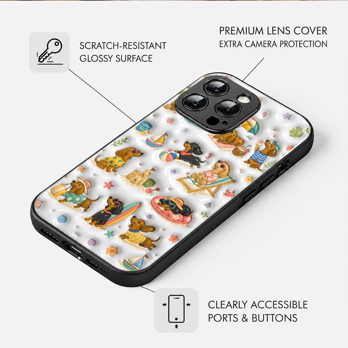 Dachshund Phone Case Beach Bum Dachshund