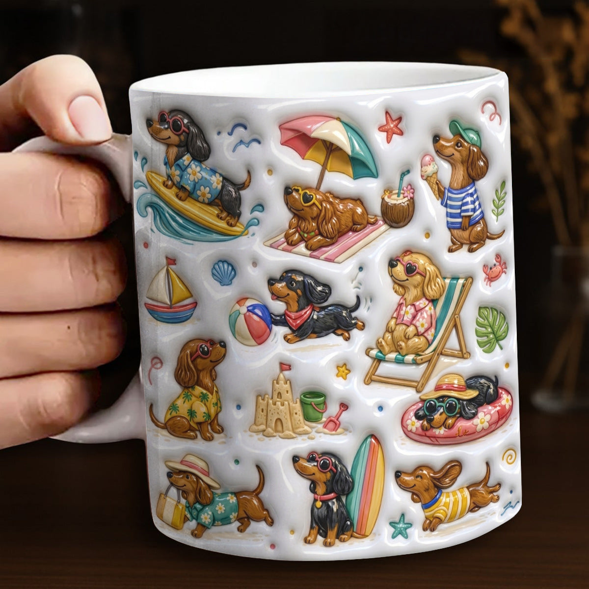 Dachshund Ceramic Mug Beach Bum Dachshund