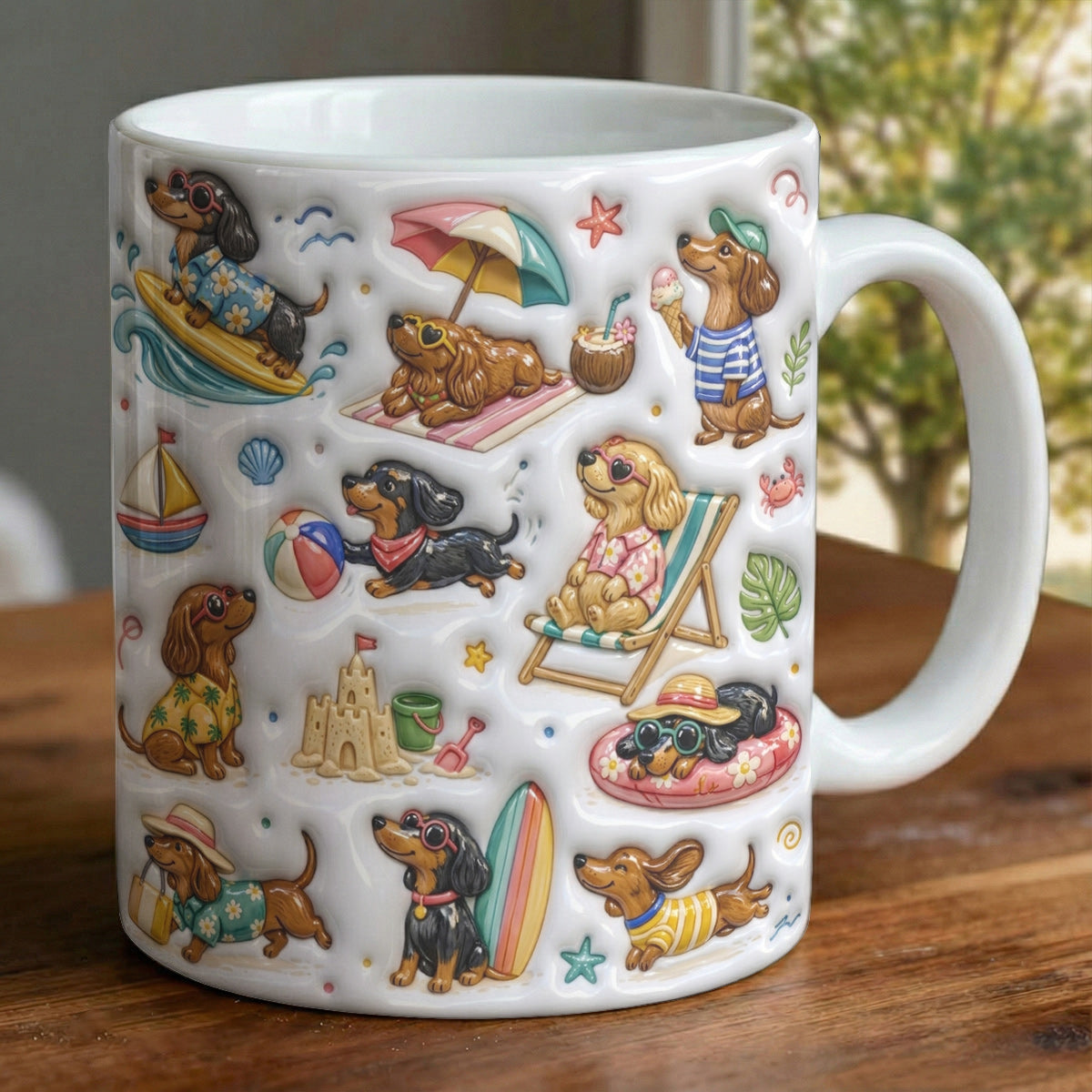 Dachshund Ceramic Mug Beach Bum Dachshund