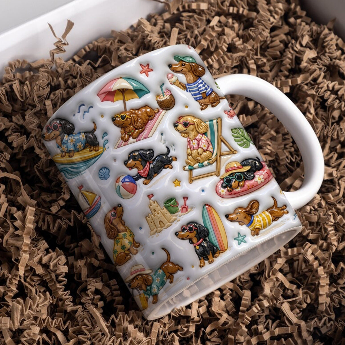 Dachshund Ceramic Mug Beach Bum Dachshund