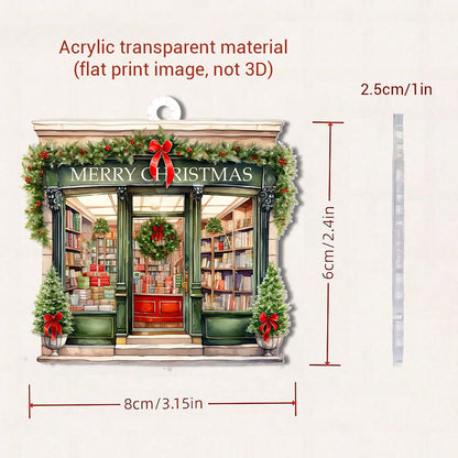 Book Lover Acrylic Ornament Christmas Bookstore