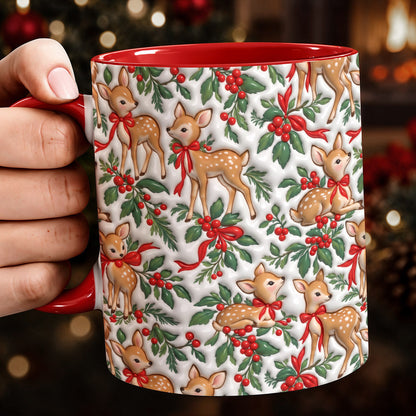 Christmas Ceramic Accent Mug Holly Jolly Fawns