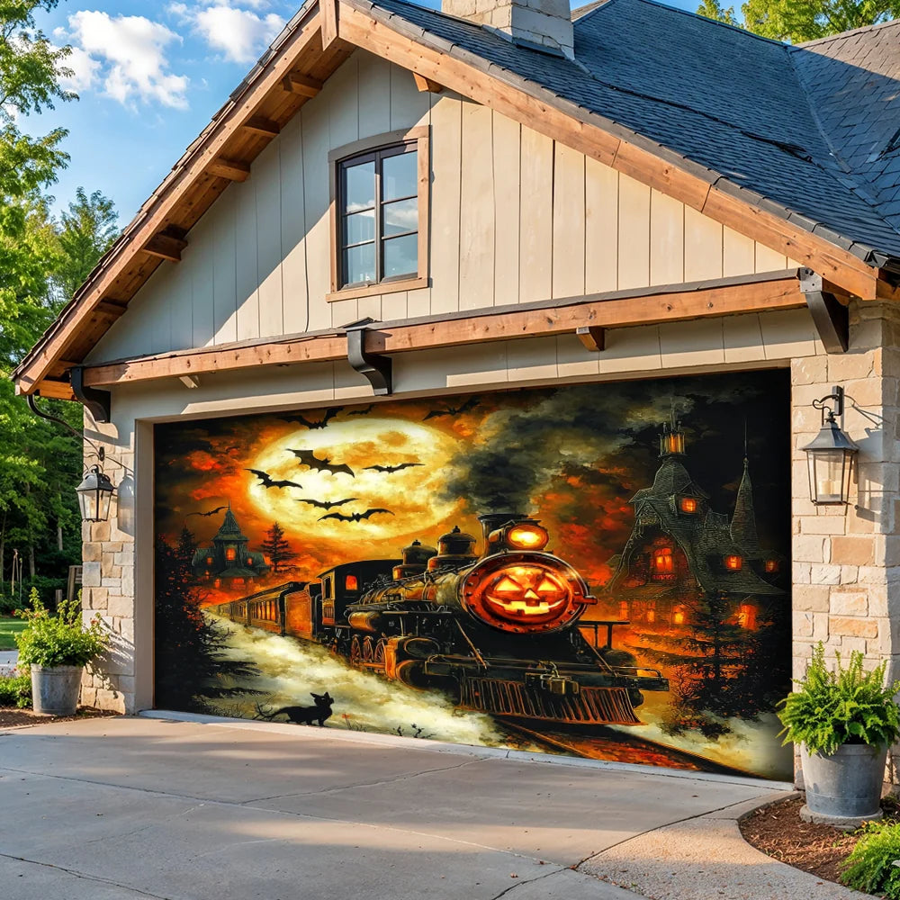 Halloween Garage Door Banner Decoration Pumpkin Express Halloween