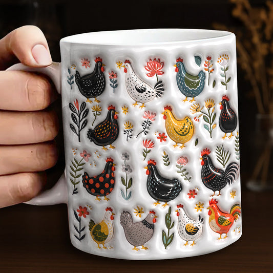 Chicken 11 oz Mug Garden Chicken Folk Art
