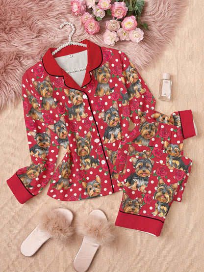 Yorkshire Terrier Classic Pajama Set Yorkie Rose Dreams