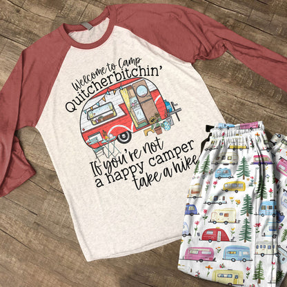 Camping Raglan Lounge Pajamas Welcome To Camp