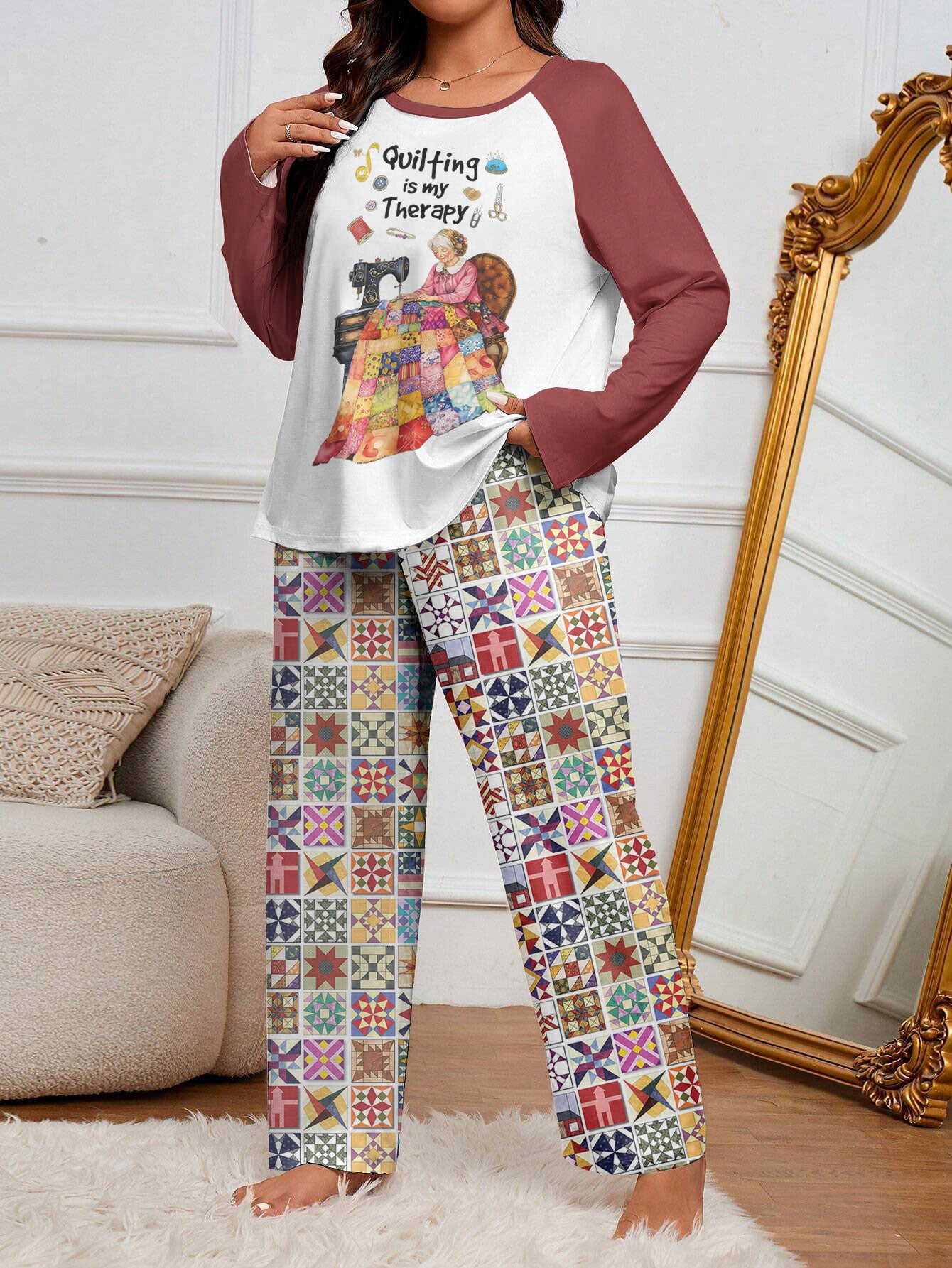 Sewing Lover Raglan Lounge Pajamas Quilting Is My Therapy Quilting Lady