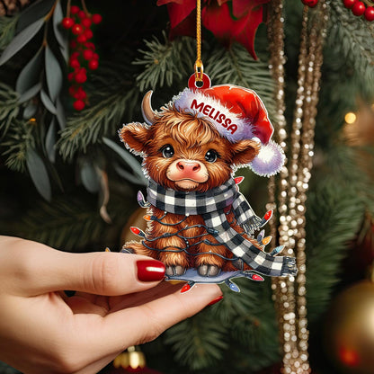 Highland Cow Acrylic Ornament Cozy Highland Cheer