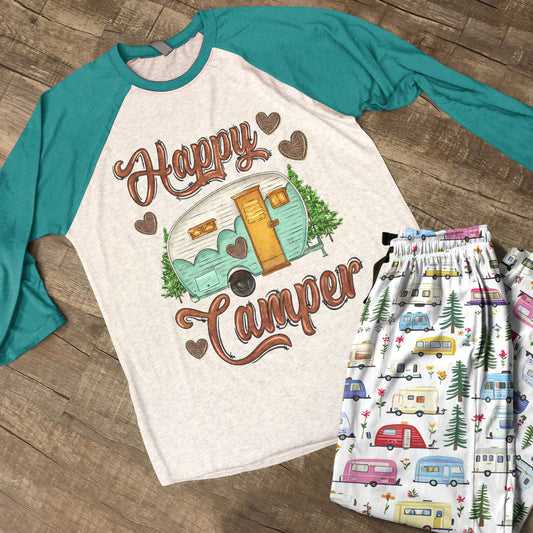 Camping Raglan Lounge Pajamas Happy Camper