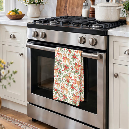 Christmas Kitchen Towel Holly Jolly Fawns