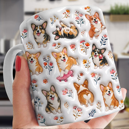 Dog Moms Ceramic Mug Whimsical Corgi Garden Sticker Wonderland