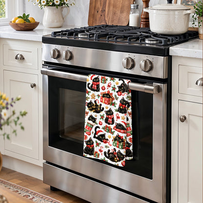 Cat Lover Kitchen Towel Merry Little Black Cats