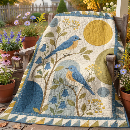 Bird Quilted Blanket Bluebird Garden Song