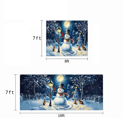 Christmas Garage Door Banner Decoration - Snowman’s Lantern Serenade