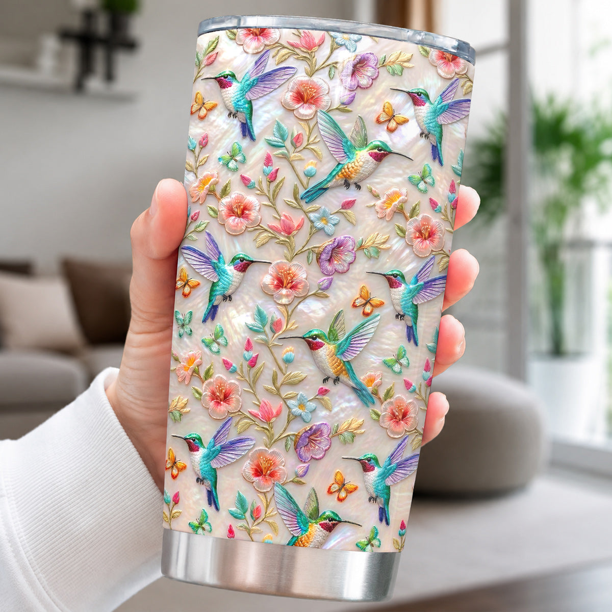 Hummingbird Garden Lovers 20 oz Tumbler Hummingbird Blossom Garden Grace