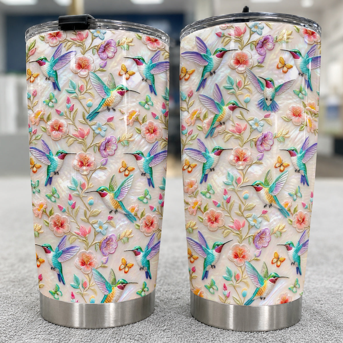 Hummingbird Garden Lovers 20 oz Tumbler Hummingbird Blossom Garden Grace