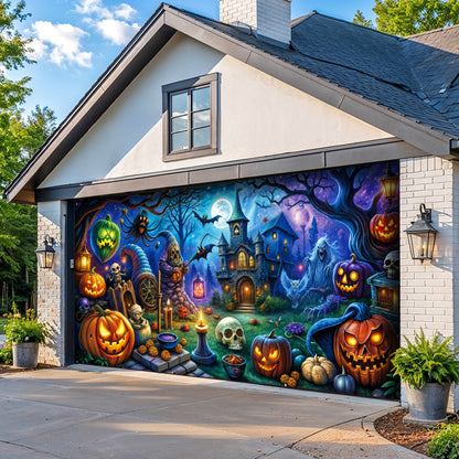 Halloween Fun Garage Door Banner Decoration - Pumpkin Pals And Spooky Night Fun