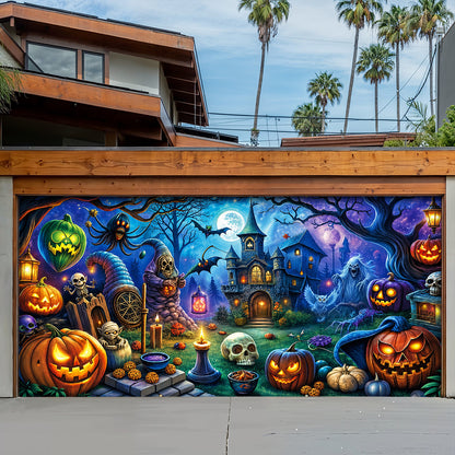 Halloween Fun Garage Door Banner Decoration - Pumpkin Pals And Spooky Night Fun