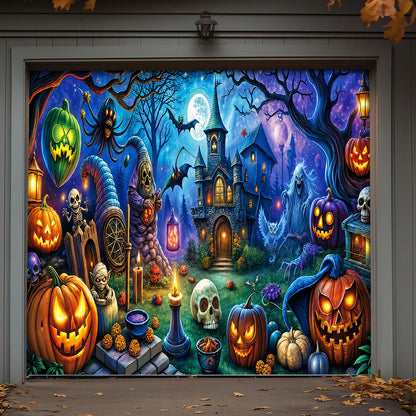 Halloween Fun Garage Door Banner Decoration - Pumpkin Pals And Spooky Night Fun