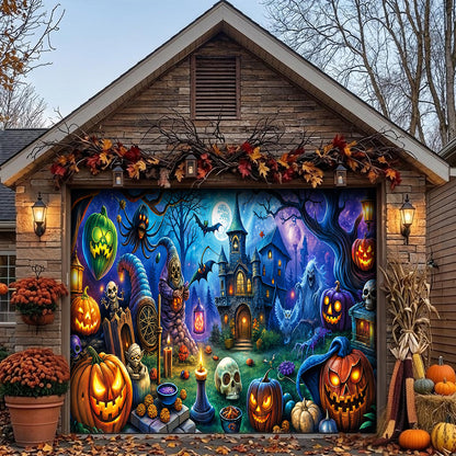 Halloween Fun Garage Door Banner Decoration - Pumpkin Pals And Spooky Night Fun