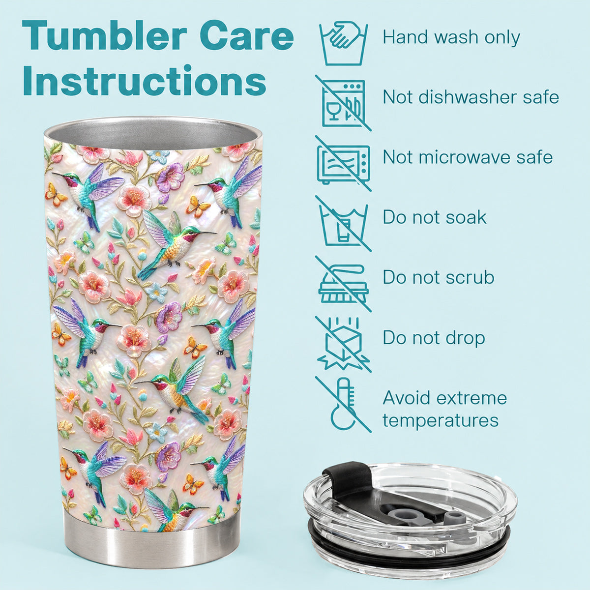 Hummingbird Garden Lovers 20 oz Tumbler Hummingbird Blossom Garden Grace
