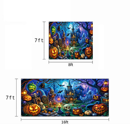 Halloween Fun Garage Door Banner Decoration - Pumpkin Pals And Spooky Night Fun