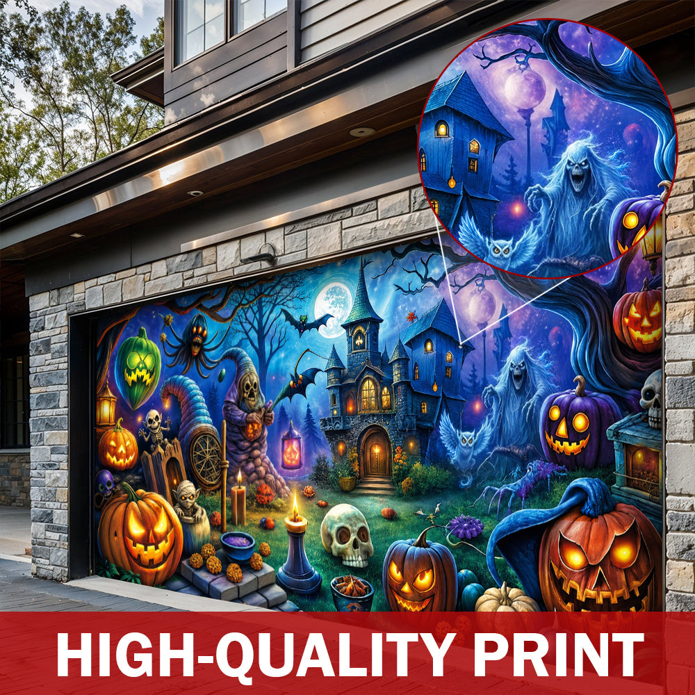 Halloween Fun Garage Door Banner Decoration - Pumpkin Pals And Spooky Night Fun