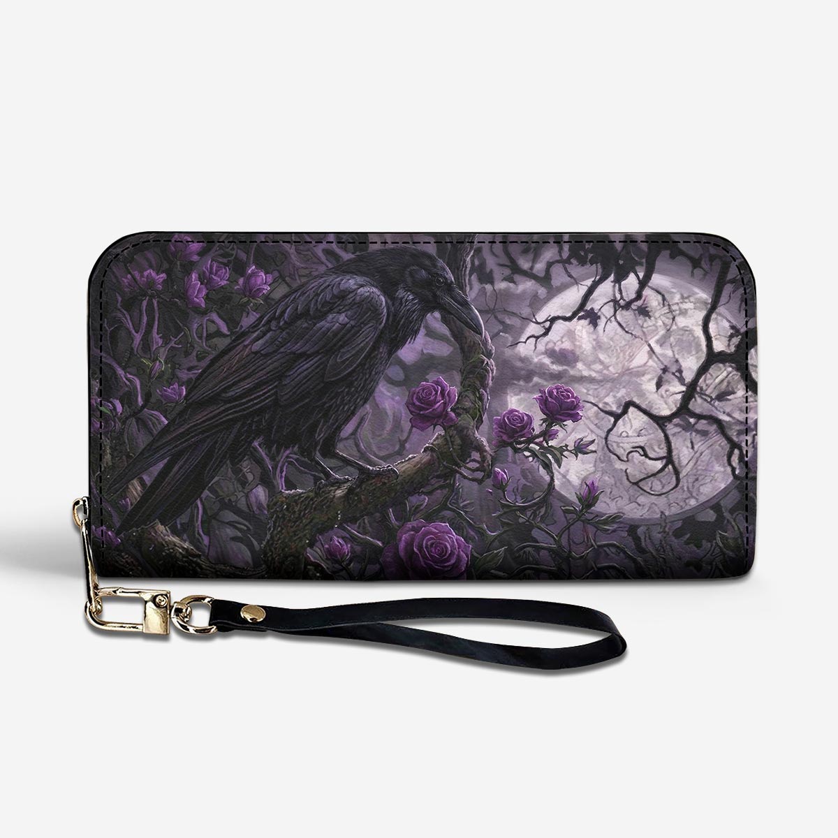 Gothic Leather Wallet Moonlit Raven