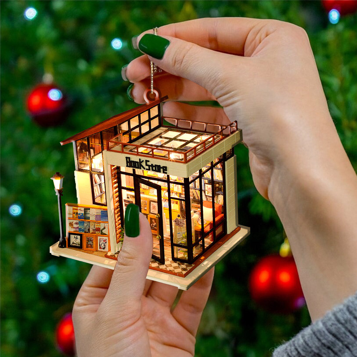 Book Lover 2D Acrylic Ornament Cozy Bookstore