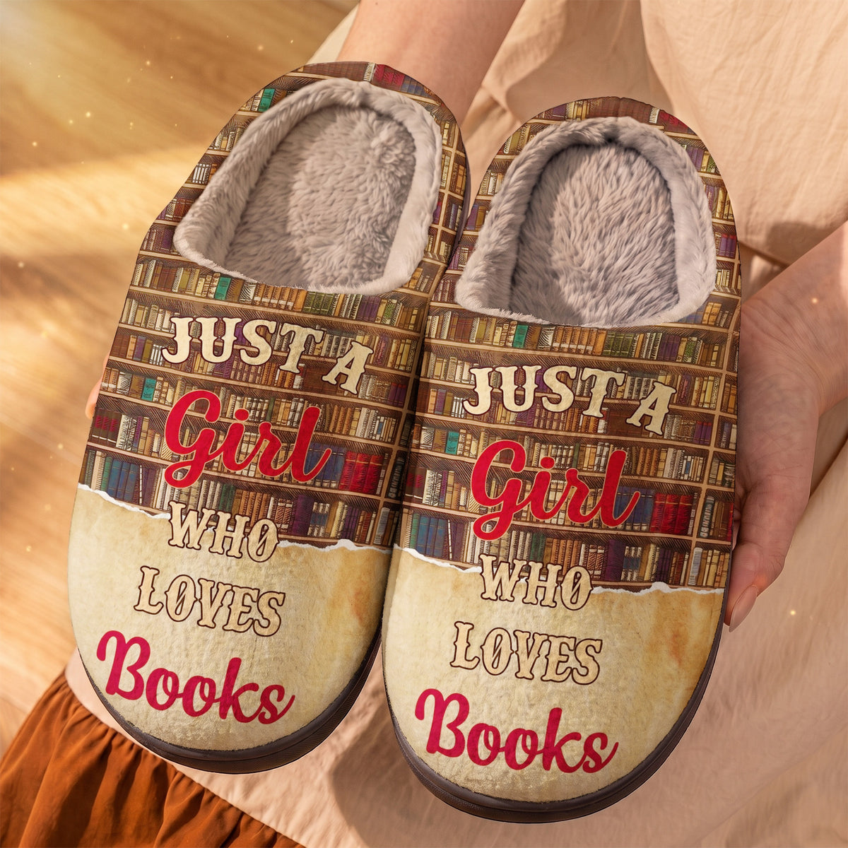 Just A Girl Who Loves Books Fleece Lined Slippers