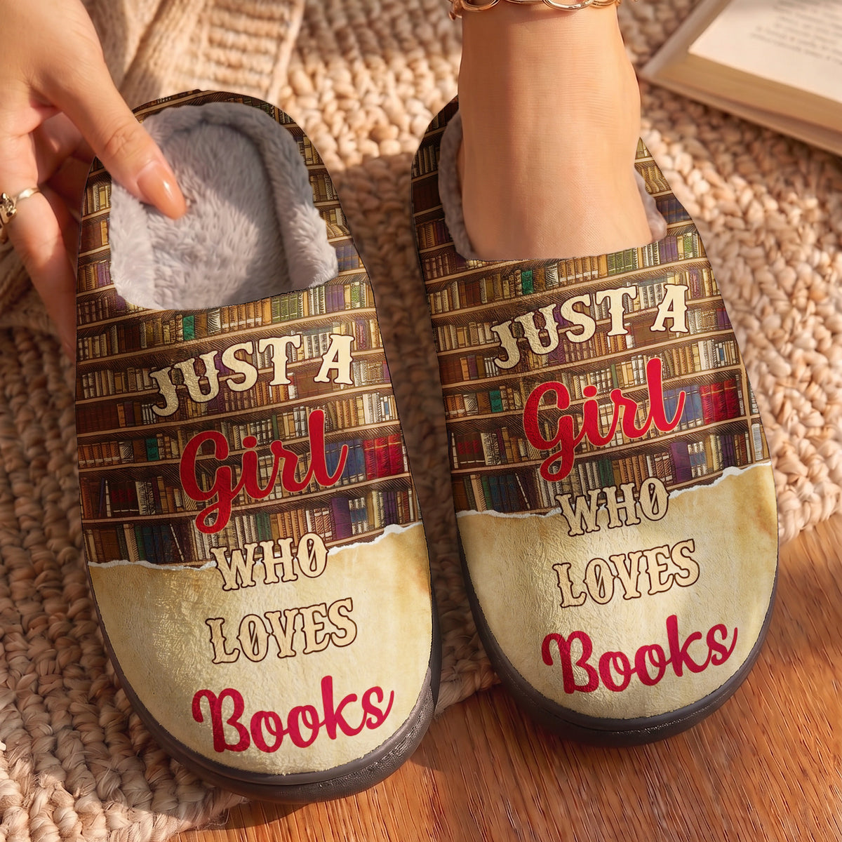 Just A Girl Who Loves Books Fleece Lined Slippers