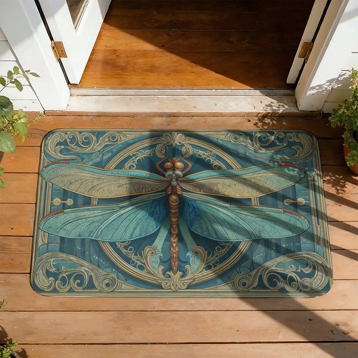Dragonfly Doormat Floor Mat Runner Rug Celestial Dragonfly Serenity Bloom