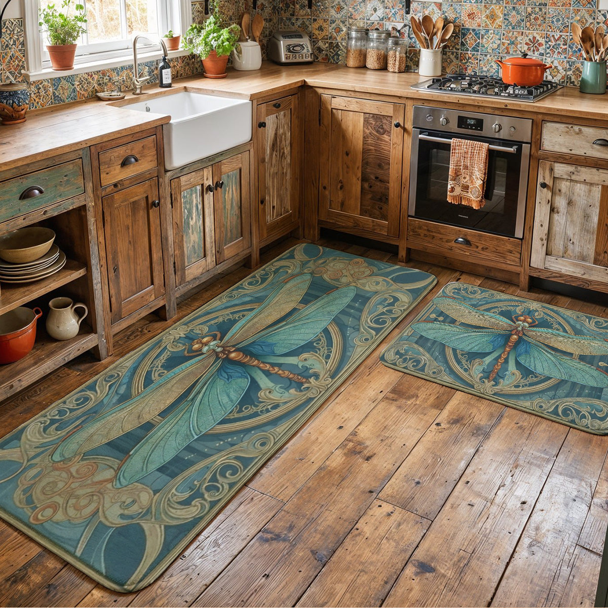 Dragonfly Doormat Floor Mat Runner Rug Celestial Dragonfly Serenity Bloom