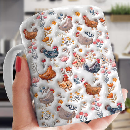 Chicken Rustic 11Oz Mug Puffy Feathered Farmhouse Bloom Symphony