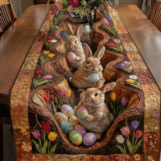 Easter Quilted Table Runner Bunnies of the Spring Burrow