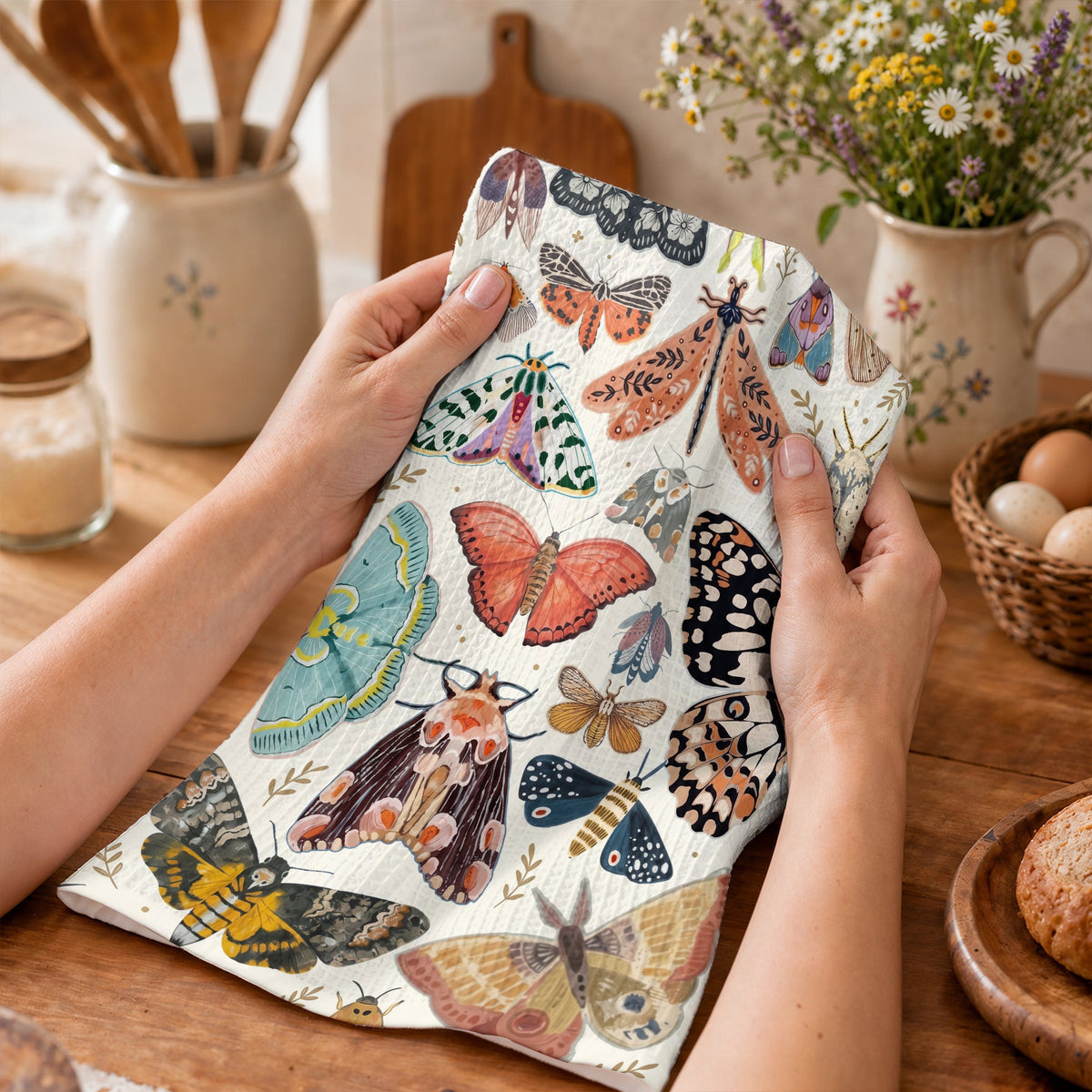 Butterfly Kitchen Towel Vintage Lepidoptera Garden