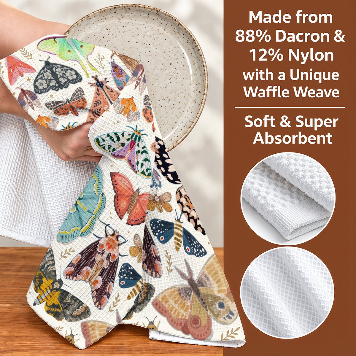 Butterfly Kitchen Towel Vintage Lepidoptera Garden